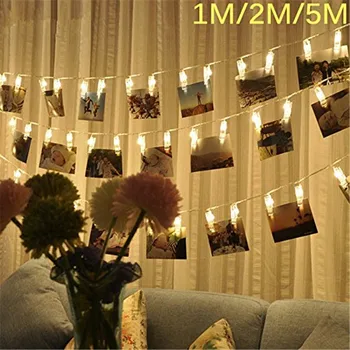 10 20 40 Ghirlandă cu LED-uri Foto Carte Clip Șir Led lanterne cu Baterii Ghirlande de Crăciun de Nunta Îndrăgostiților Decor 0