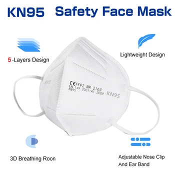 10 Bucati Adult KN95 Măști CE FFP2 Mascarillas Facial Masca de Fata 5 Straturi de Filtrare de Protecție de Îngrijire a Sănătății Respirabil 95% Gura Masca 9850