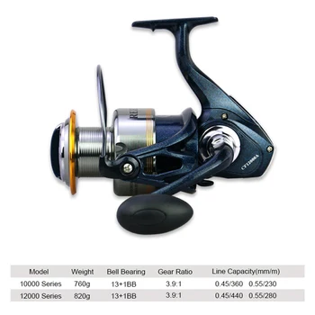 10000 12000 Serie de Filare Pescuit Rolă 13+1BB 3.9:1 Crap de Pescuit Roata Mare Capacitate CNC Bobina de Metal Pește Aborda Accesorii 11868