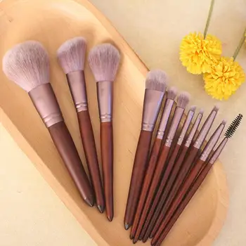 11pcs Rosu din Lemn Set de Perii Machiaj Flacără Perie Fard de Ochi Fundația Cosmetice Pudra de Amestecare Kabuki Make Up brush Tool kit 0