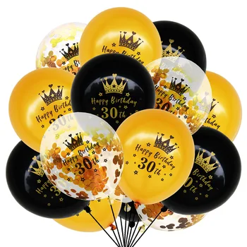 15buc Fericit Ziua de 18 Baloane Kituri de Aur Negru din Latex Baloane Adulti 18 21 30 40 50 60 Ani Aniversare Partidului Decor 0