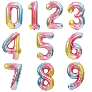 1set de Colorat de Ziua Confetti Balon 0-9 Număr Baloane Folie copil Copil Duș Petrecere de Nunta Decoratiuni Consumabile 0