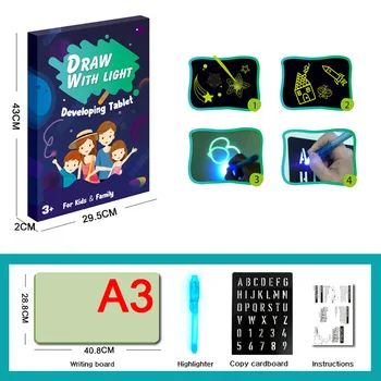 1set rusă, engleză A3 A4 A5 copii Educative pentru copii de Desen Bord Jucarii Tableta Graffiti Luminoasă cu Led-uri de Magie Prime Cu Lumina-distractiv 0