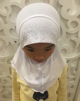 2-7 Ani Fete Vechi Cristal De Cânepă Fata Vălului Musulman Hijabs Capace Frumoase Diamante De Floarea-Soarelui Instant Hijabs Pentru Fata 0