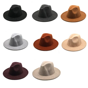2019 Nou de înaltă calitate Femei bărbați Pălării de Lână pălărie Margine Largă Pălărie Panama Cald Iarna Jazz Capace Doamnă Elegantă Biserica Pălărie Sombrero 0