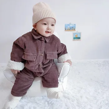 2020 Iarna baietel de Catifea Romper Fete Plus de Catifea Groasă Romper Casual, dintr-O bucata Costum Cald Romper Baby Boy Haine de Iarnă 29744