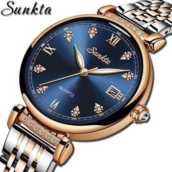 2020 SUNKTA Femeie Ceasuri a Crescut de Aur Top Brand de ceasuri de Lux pentru Femei Cuarț Impermeabil Femei Ceas Doamnelor Fete Ceasuri Ceas 14823