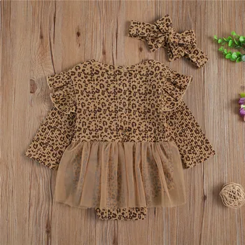 2021 Copil Nou-Născut Fete Cu Maneca Lunga Cu Dungi Leopard Salopete Plasă De Primăvară Salopetă Tinutele Vestimentare Bentita 0