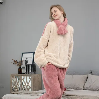 2021 Noi Femeile De Iarnă Homewear Gros Moale Flanel Cald Pijama Set De Iarna Pentru Femeie Haine De Acasă Doamnelor Fleece Coral Lounge Purta 6369