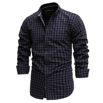 2021 Nou Primavara din Bumbac Tricou Casual Slim Fit Barbati Tricou Maneca Lunga de Înaltă Calitate pentru Bărbați Sociale Shirt Dress Shirt 8642