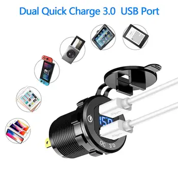 3.0 Dual USB Încărcător de Priză Priză Adaptor 5V Impermeabil Dual USB port de Încărcare Rapidă pentru Smartphone Mașină Barca Marine 24195