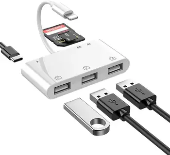 3 USB OTG Camera Adaptor de Conectare pentru iPhone iOS 8 X 14 converter SD/TF/USB 6 in 1 OTG Card Reader Adaptor pentru fulger OTG 0
