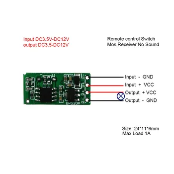 315/433.92 RF de la Distanță Comutator de Alimentare Mini Receptor Nici un Zgomot Contactless Wireless Switch3V 3.7 V 4.5 V, 5V 6V 9V 12V PE B de PE TX RX 8377