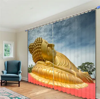 3D Fereastră perdele de Lux, Draperii Pentru Living, Dormitor, Draperii Cortinas Rideaux dimensiunea Personalizate Buddha Pernele de acoperire 0