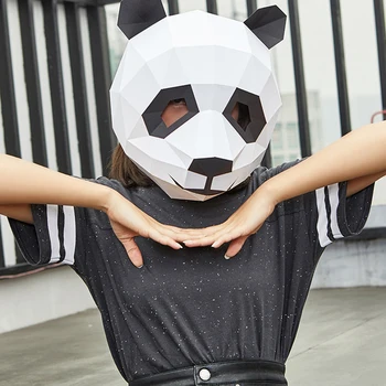 3D Hârtie Mucegai Panda Masca Cap Pălării de Animale DIY Hârtie Model de Carte de Acasă Living Decorul Camerei Ambarcațiuni Petrecere de Halloween Cosplay elemente de Recuzită 11233