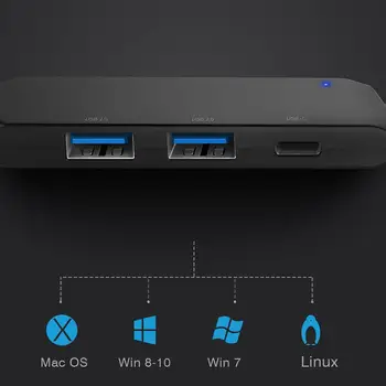 4-în-1 de Tip C Hub cu 3 Porturi USB 2.0, 1 PD Portul de Încărcare Ultra Slim de Aluminiu USB C Adaptor Compatibil pentru Macbook Air 0