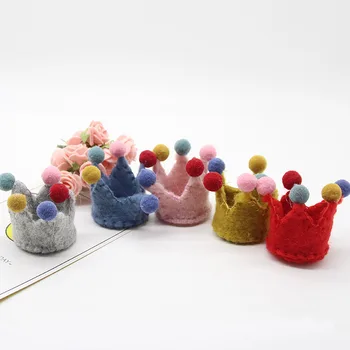 4buc/lot Handmade Lână Simțit Ambarcațiunile de Păpuși Bijuterii DIY 3D Kawaii Coroana Plasture Autocolant pentru Fete de Păr Elastic Cap 0
