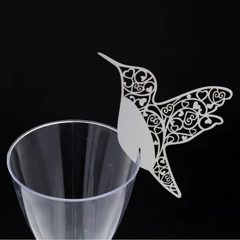 50 BUC Delicate Păsări Sculptate cu Laser Tăiat Pahar de Vin Card de Creație a Avut ca Decor care Doresc Carduri de Nunta, Ziua de nastere Parte Favoare 0