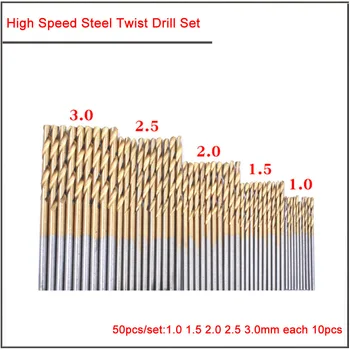 50pcs/set 1.0-3.0 mm 99Pcs/set 1.5-10mm de Mare viteză din oțel titan placat cu burghiu set,HSS Direct shank twist drill 0