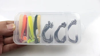 60pcs pescuit manivela cârlige japonia cu soft atrage worm cârlig somn momeală silicon isca artificiale de pescuit la crap accesorii abordează 10905