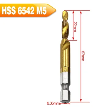 6pcs burghie HSS 4341 Șurub Punct de Spirală Fir M3 M4 M5 M6 M8 M10 pentru prelucrarea Metalelor prindere Hexagonal Mașină de Robinete Kit Metrice Plug 0