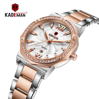 829 de Lux de Top Kademan Brand de Moda Doamnelor Ceasuri de Cristal Diamante pentru Femei Calendar Plin de Cuarț Ceas de mână din Oțel rezistent la apa 8740