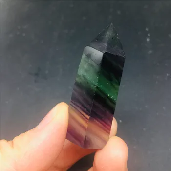 8cm Naturale cristal de fluorit bagheta reiki piatră cu placa Un set de șapte stele matrice 22903