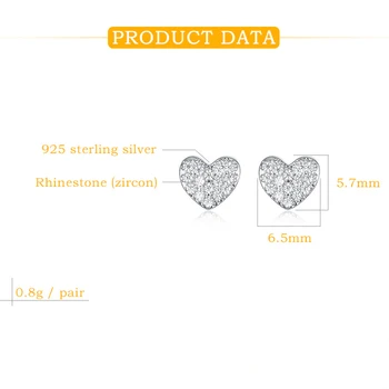 925 Sterling Silver Stud Cercei Cu Cubic Zirconia Inimile Femei din Coreea Moda Bijuterii Drăguț Strălucitoare Frumoase Cercei Mici 0