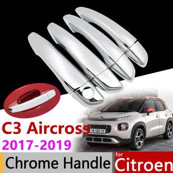 Accesorii auto Exterioare Ușă Mâner Cromat Capac pentru Citroen C3 Aircross 2017~2019 2018 Protecție Trim Set de 4Doors Autocolante 11829
