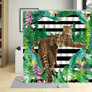 Africa de Animale Sălbatice Decor Baie Regele Pădurii 3D Leu Creative Tigru, Ghepard Model Perdea de Duș Agățat Perdele 0