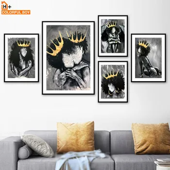 Africa De Înger Regina Neagră Fată Băiat Nordic Postere Si Printuri De Arta De Perete Pictura Panza De Imprimare Imagini De Perete Pentru Camera De Zi Club 0