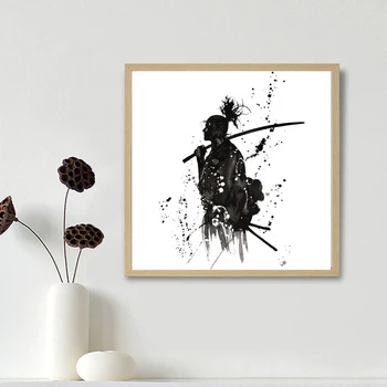 Alb și negru Japonia Portret de Perete de Arta Canvas Printuri de Pictura pentru Birou Decor de Perete Samurai Japonez din Asia Războinici Poster 0
