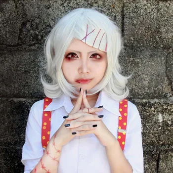 Anime Tokyo Ghoul Juzo Suzuya Juuzou Alb Pur, Rezistent la Căldură Cosplay Costum Peruca + 5 Agrafe de păr Roșu+capac de peruca 27079