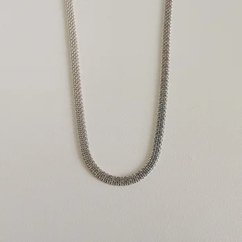 Argint 925 Țese Dantelă Cravată Colier Stil francez Temperament Clavicula Colier pentru Femei Bijuterii Minimaliste 1106