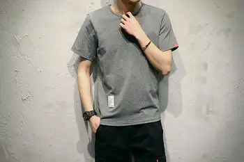 Bărbați Port Micro-Bombă a Crescut Dimensiunea Maneci Scurte T-shirt Îmbrăcăminte pentru Bărbați Student coreean Pur Japonez de Agrement Jos Tricoul Maree 2814