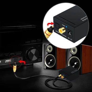 Convertor Audio Coaxial Fibra Optica Toslink Digital cu Jack 3.5 Analogic L/R RCA SPDIF Digital Decodor Audio Amplificator Stereo 14308