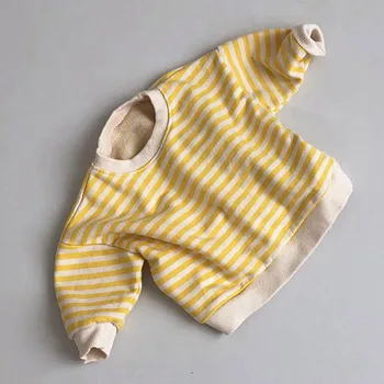 Copilul Sugar 6M-3 Ani Fetita Tricou Copii Terry Bumbac Pulloverts Băieții de Sus Tees pentru Copii cu Maneca Lunga cu Dungi T Shirt 18308
