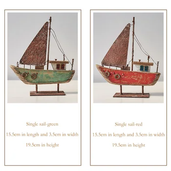 Creative Vas De Lemn Model Modern Decor Acasă Fier Retro Barcă Cu Pânze Figurine Birou Decorative Ziua De Nastere Cadouri De Craciun 0