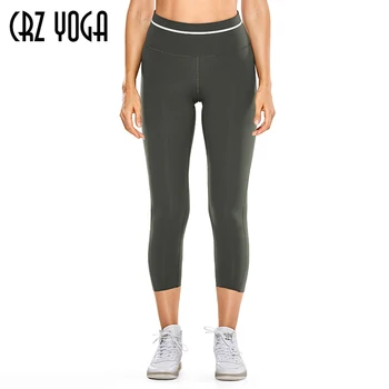 CRZ YOGA pentru Femei de Lux Gol Sentiment Talie Înaltă Cultură Sport Pantaloni de Yoga Capri Jambiere cu Buzunar 21.5 Inch 13360