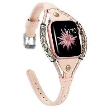 Curea din Piele pentru Apple Watch Band 40mm 44mm Curea 5/4/3/2/1 38mm 42mm Bratara din metal Watchband pentru Iwatch Accesorii 2262