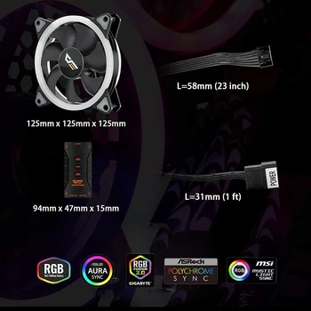 DarkFlash DR12 Pro PC Caz RGB Ventilator 120mm AURA de SINCRONIZARE 5V/3pin Liniștită CPU Cooler Fan PC Caz Fan Controler RGB 6 Pin CPU Radiator 14155