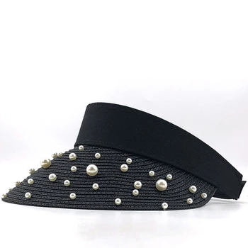 De Brand Nou de Primavara-Vara Viziere Capac Pliabil Largă de Mare Refuz de Pălărie de Soare Palarii de Plaja pentru Femei perla Pălărie de Paie Chapeau 1824