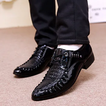De lux din Piele PU de Moda, Oameni de Afaceri Rochie Pantofi Ascuțite Negru Pantofi Oxford Respirabil Formale Pantofi de Nunta 16657