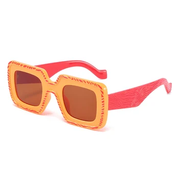 DECI&EI de Moda ochelari de Soare Patrati Femei Vintage cu Dungi Late Picioare Ochelari de Oameni Gradient de Colorat Ochelari de Soare Nuante UV400 0