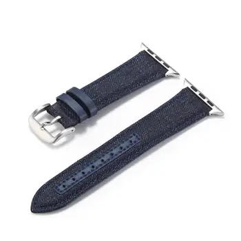 Denim Watchband pentru apple watch seria 6 SE banda curea pentru iWatch 44mm 40mm 42mm 38mm Bratara albastru jean curea 0