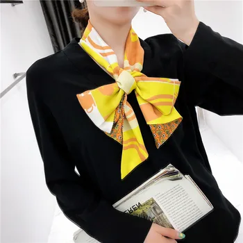 Design Nou Brand De Lux Twill Esarfa Femei Coarda Carouri Eșarfă, Batistă Cap Eșarfe De Mătase Împachetări Cravată Pentru Femei 0