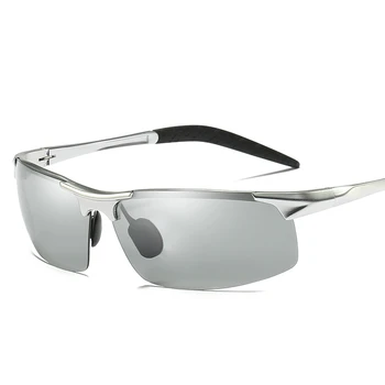 Din Aliaj de aluminiu Fotocromatică Bărbați ochelari de Soare Polarizat de Conducere de Zi și de Noapte Viziune Ochelari de protecție Decolora Ochelari de Soare Eyeglasses8177BS 0