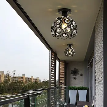 E27 negru Creative cristal minimalist, lumina plafon cu un Singur perete lampă de tavan dormitor lampă Unică Europeană fier lampă lampă de Cristal 23316