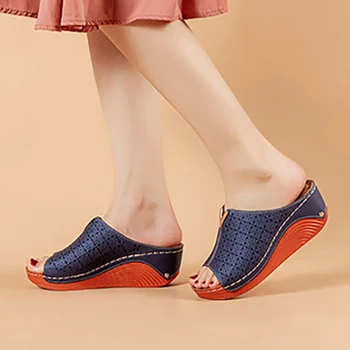 Femei Sandale 3 Culori Pantofi De Vara Pentru Femeie Rotund Toe Tocuri Pană Sandale Plus Dimensiune Picătură De Transport Maritim Pantofi Pene Sandalias Mujer 1550