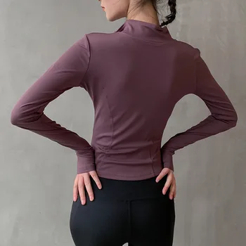 Femei Sport Exercițiu De Funcționare Iute Uscat Yoga Tricou Antrenament De Fitness Sport Bluze Trening Cu Fermoar Maneca Lunga Yoga Costum Haina 28899